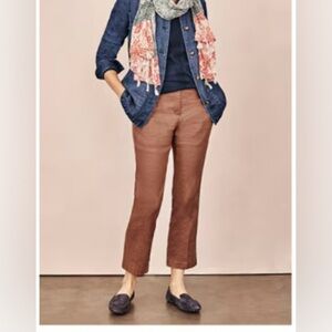 J. Jill Linen Blend Stretch Red Oak Crop Pants Size 10 Tall